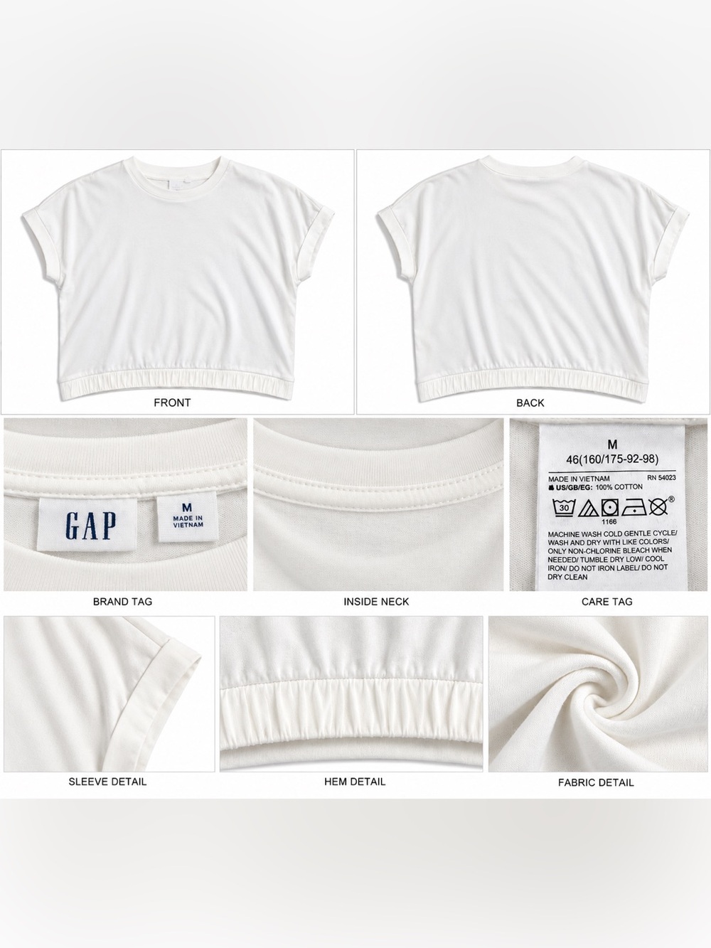 White Elastic-Hem Short Sleeve Top - Women